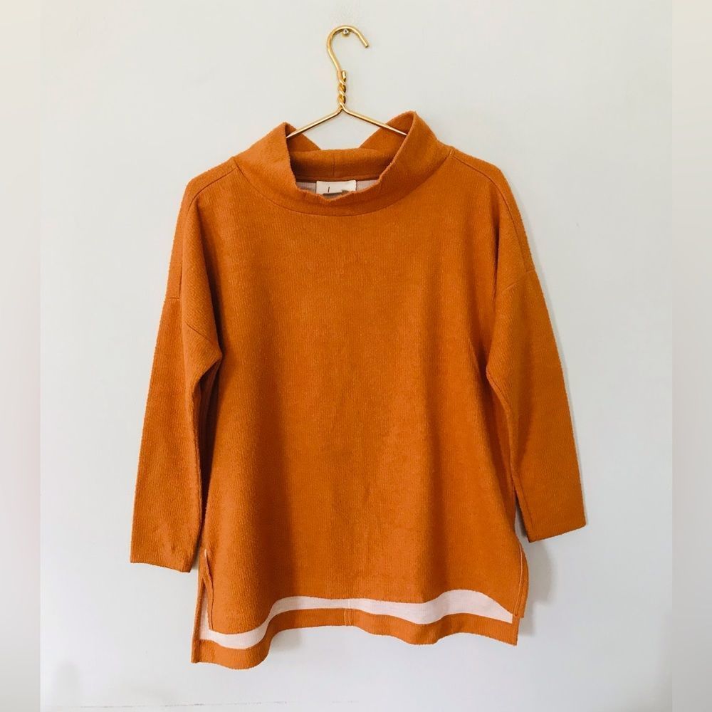 Anthropologie | orange Mock turtleneck knit sweater